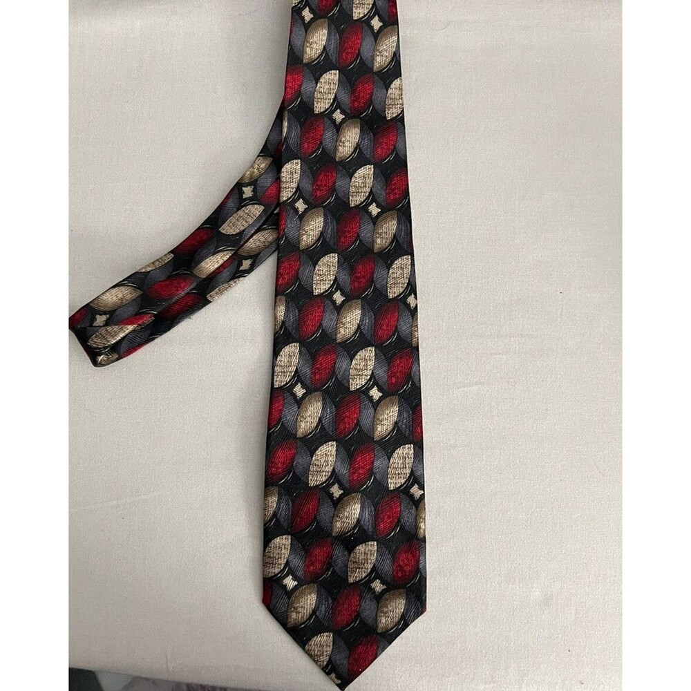 Men's Silk Ties- Arden Cravats Set Of 2 Black Based Multicolor 100% Silk Ties